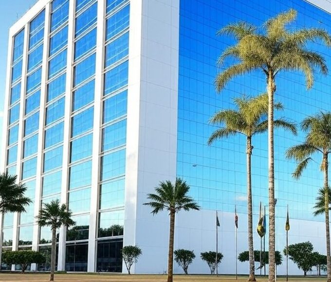 Prédio do INSS em Brasília, simbolizando lei que proíbe descontos em benefícios previdenciários.