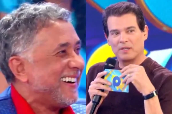 1 de 1 Celso Portiolli zoa Paulinho Gogó no Passa ou Repassa do Domingo Legal - Foto: Reprodução/SBT