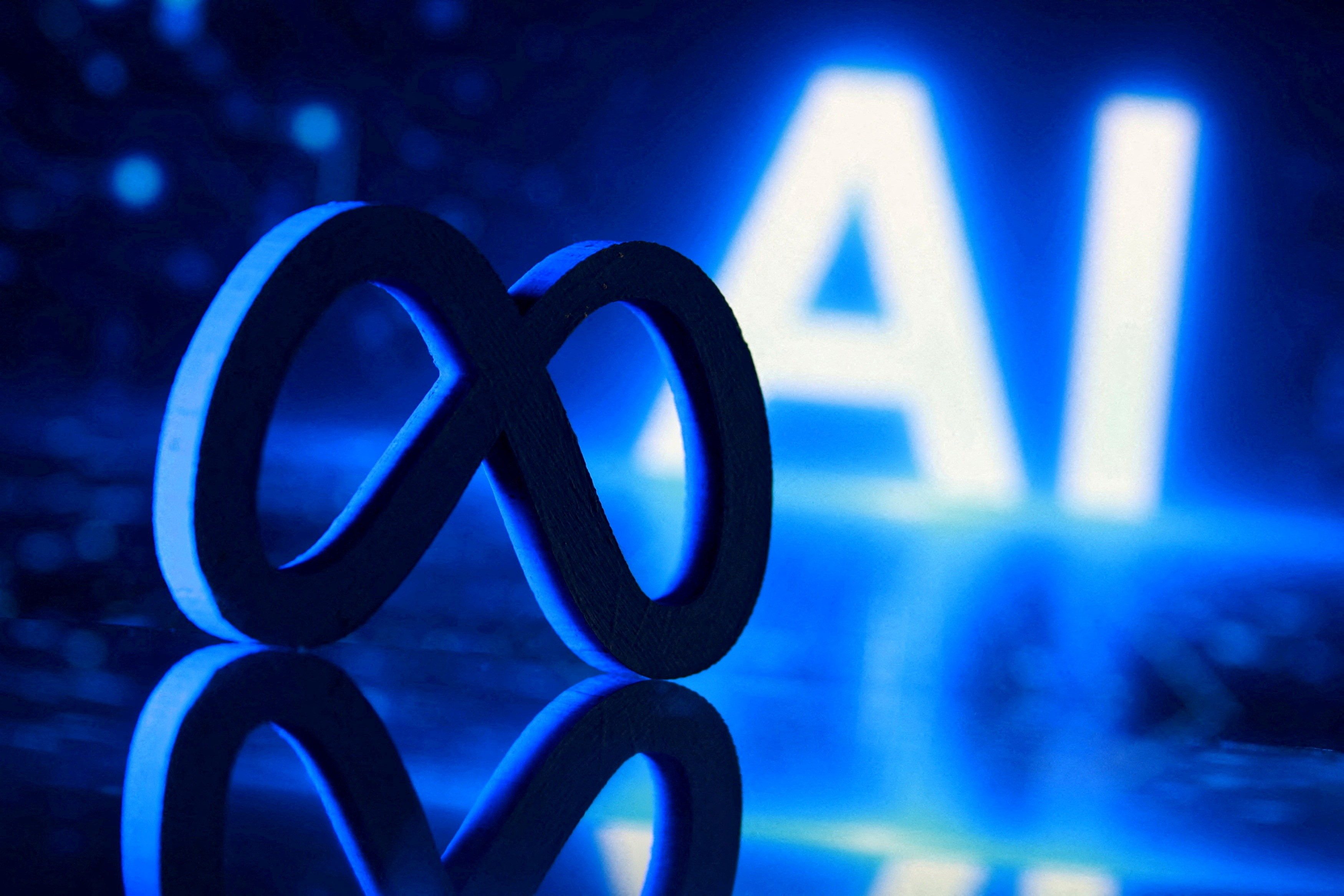 Ilustração mostra um logotipo da Meta impresso em 3D ao lado da sigla "AI", em imagem produzida em 20 de julho de 2026. — Foto: REUTERS/Dado Ruvic/Ilustração/Foto de arquivo