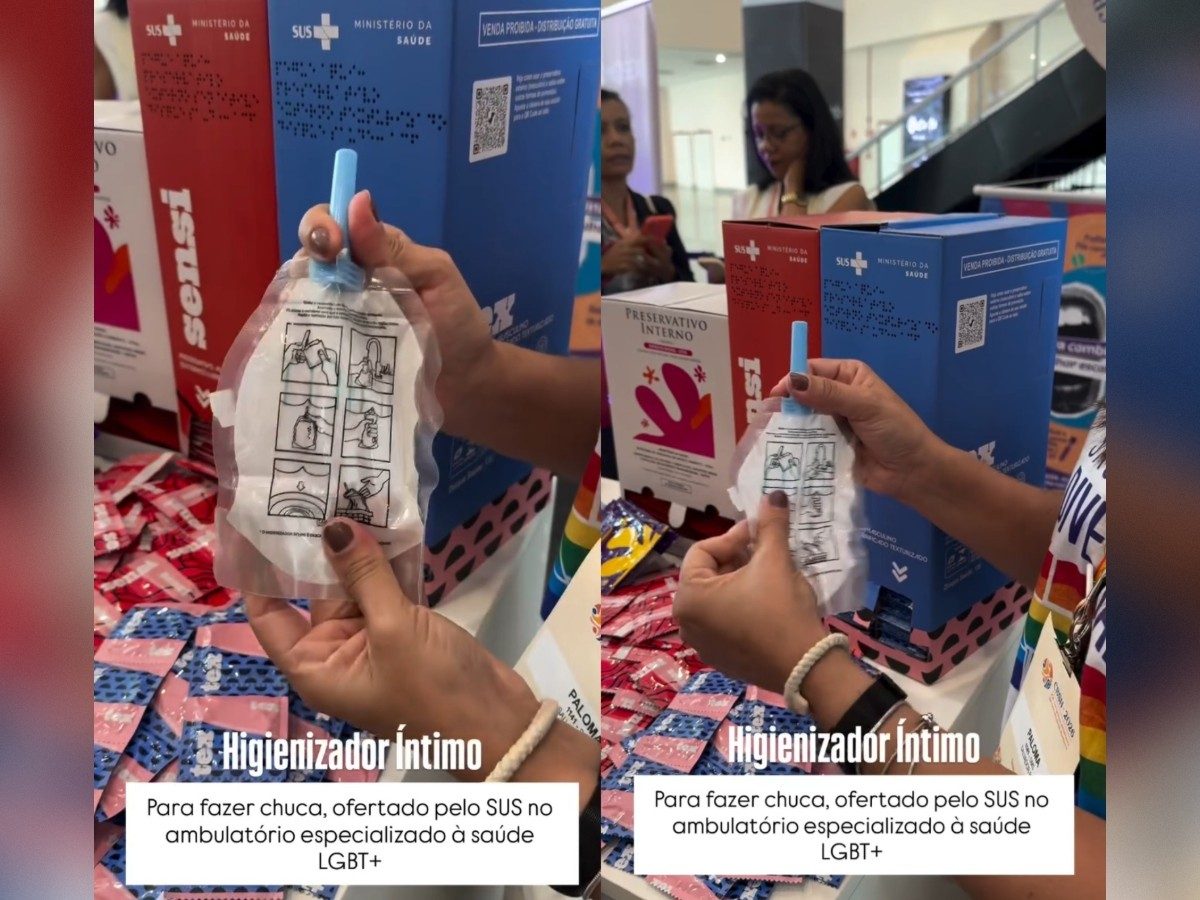 Higienizador íntimo oferecido por ambulatório municipal de Salvador é apresentado em vídeo que viralizou nas redes sociais. — Foto: Reprodução/Instagram